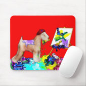 Wheaten Terrier Artist (Red Bkgd) マウスパッド (マウス)