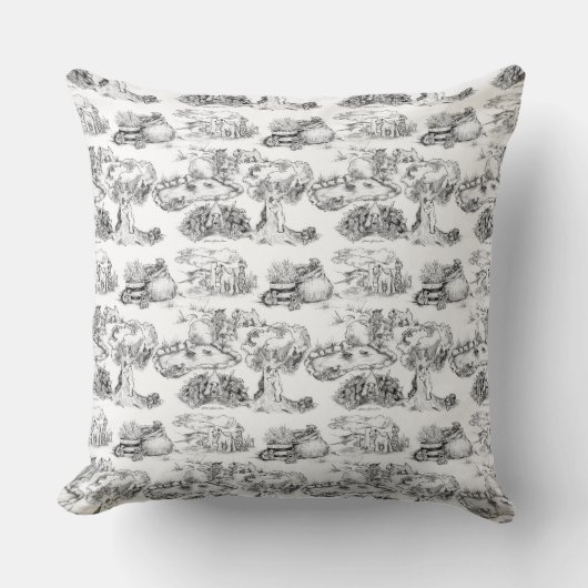 WHEATEN Terrier Black Toile & Gingham クッション (正面)