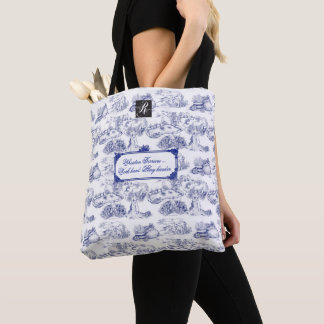 WHEATEN Terrier Blue Toile(カスタマイズ付き) トートバッグ