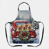 Wheaten Terrier Christmas Red Truck Holiday Gift エプロン (正面)