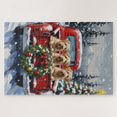 Wheaten Terrier Christmas Red Truck Holiday Gift ジグソーパズル (横)