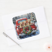 Wheaten Terrier Christmas Red Truck Holiday Gift スクエアシール (封筒)