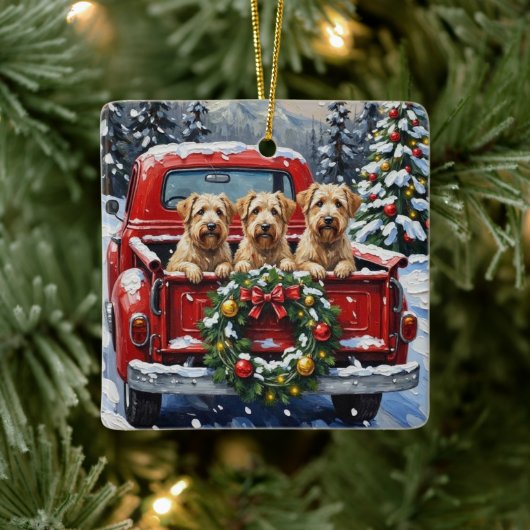 Wheaten Terrier Christmas Red Truck Holiday Gift セラミックオーナメント (ツリー)