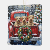 Wheaten Terrier Christmas Red Truck Holiday Gift セラミックオーナメント (左)