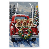 Wheaten Terrier Christmas Red Truck Holiday Gift ミディアムペーパーバッグ (正面)