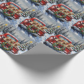 Wheaten Terrier Christmas Red Truck Holiday Gift ラッピングペーパー (角)