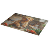 Wheaten Terrier Cooking in Kitchen カッティングボード (角)