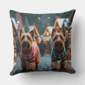 Wheaten Terrier Dogs Christmas Snow Holiday  クッション (裏面)