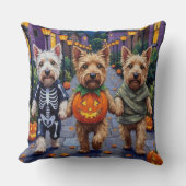 Wheaten Terrier Dogs In Halloween Cotumes クッション (正面)