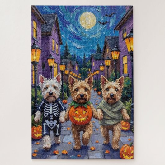Wheaten Terrier Dogs In Halloween Cotumes ジグソーパズル (縦)