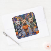 Wheaten Terrier Dogs In Halloween Cotumes スクエアシール (封筒)