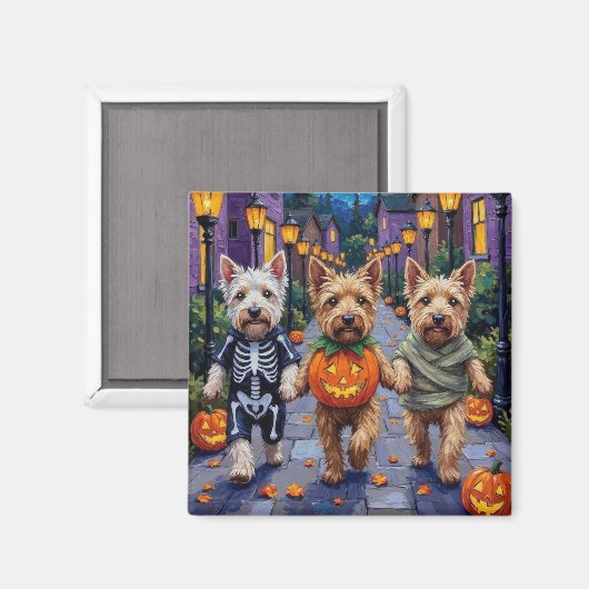 Wheaten Terrier Dogs In Halloween Cotumes マグネット (正面/裏面)