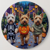 Wheaten Terrier Dogs In Halloween Cotumes 缶バッジ (正面)