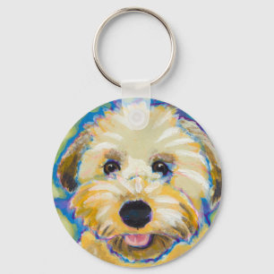 Wheatensはかわいいおもしろい多彩な犬の芸術を越えて行きます キーホルダー