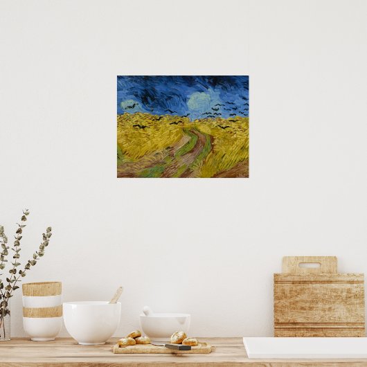 Wheatfield With Crows Painting Vincent Van Gogh ポスター (キッチン)