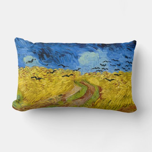Wheatfield with crows - Vincent Van Gogh (1890) ランバークッション (正面)