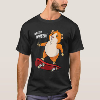 Wheek Wheek Guinea Pig Skateboard Skateboarder Tシャツ