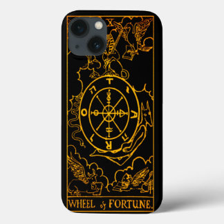 Wheel of Fortuneタロットカード |金ゴールドと黒 | Maj iPhone 13ケース