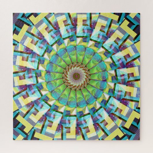 Wheel of Fortune抽象芸術Boho Groovy Fractal Art ジグソーパズル (縦)