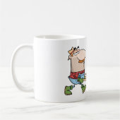 Wheelbarrowとツールを使用した漫画の農家 コーヒーマグカップ (左)