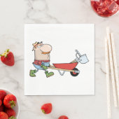 Wheelbarrowとツールを使用した漫画の農家 スタンダードランチョンナプキン (インサイチュ)