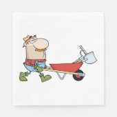 Wheelbarrowとツールを使用した漫画の農家 スタンダードランチョンナプキン (正面)