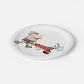 Wheelbarrowとツールを使用した漫画の農家 ペーパープレート (アングル)