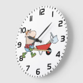 Wheelbarrowとツールを使用した漫画の農家 ラージ壁時計 (傾斜)