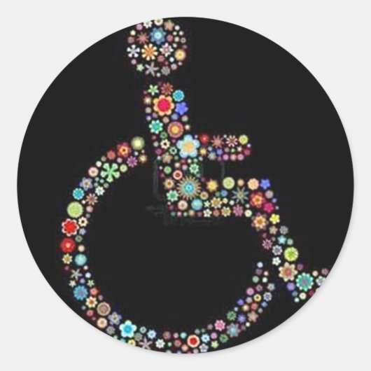 wheelchair_funky_zazzle.jpeg ラウンドシール (正面)