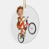 Wheelieをするバイクの漫画の男の子 セラミックオーナメント (右)