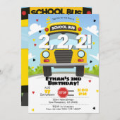 Wheels on the Bus誕生日招待状 招待状 (正面/裏面)