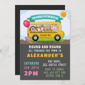 Wheels on the Bus誕生日 招待状 (正面/裏面)