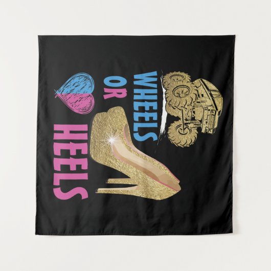 Wheels Or Heels お母さんはあなたのことが好き 性別発表 タペストリー (正面(横))