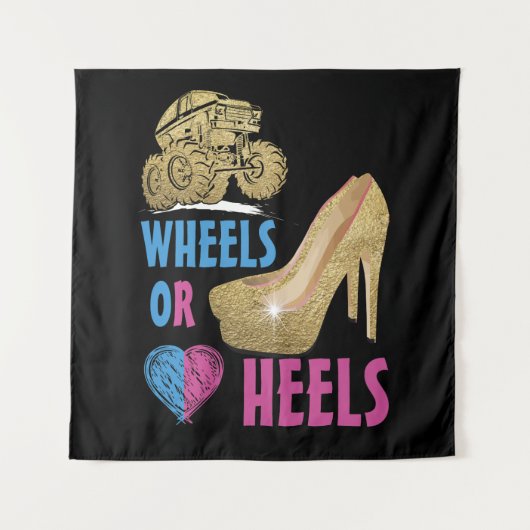 Wheels Or Heels お母さんはあなたのことが好き 性別発表 タペストリー (正面)