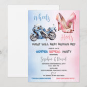 Wheels or Heels 性別お披露目パーティー 招待状 (正面/裏面)