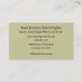 Wheelwrightの荷馬車の車輪の名刺のテンプレート 名刺 (裏面)