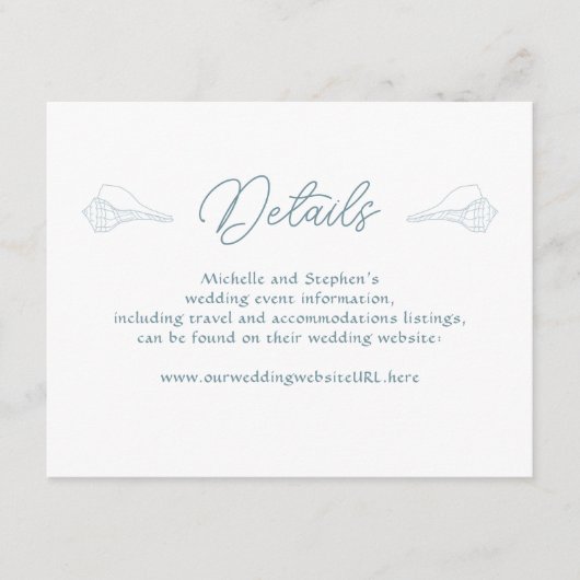 Whelk Shellsの結婚詳細Webサイトの囲い エンクロージャーカード (正面)