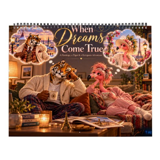When Dreams Come True – Funny Flamingo & Tiger2027 カレンダー (カバー)