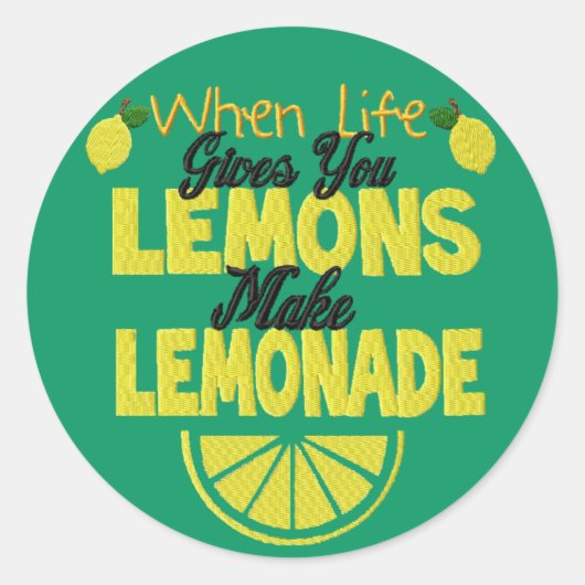 When Life 与え You Lemons (緑の背景) ラウンドシール (正面)