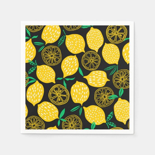 When Life 与え You Lemons  Sunny Yellow Lemon スタンダードカクテルナプキン (正面)
