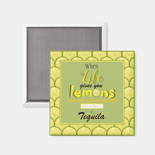 When life gives you lemons funny retro typography マグネット (正面/裏面)