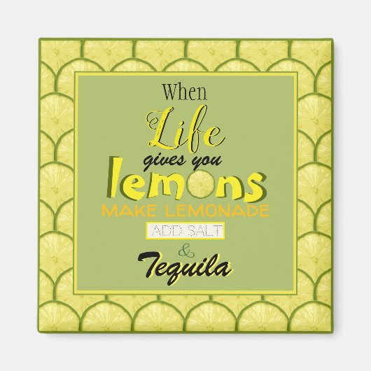 When life gives you lemons funny retro typography マグネット (正面)