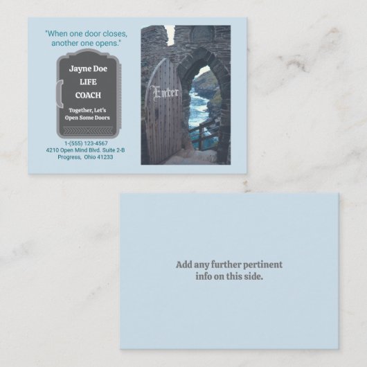 "WHEN ONE DOOR CLOSES ANOTHER ONE OPENS" 名刺 (正面/裏面)