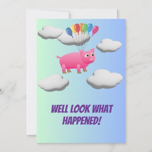 When Pigs Fly, Flying Pig Balloon Party 招待状 (正面)