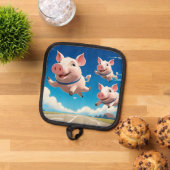 When Pigs Fly Funny Airbourne Swine 鍋敷き (トップダウン)