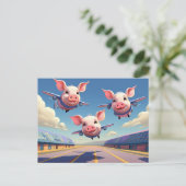 When Pigs Fly Funny Pigs Airport ポストカード (スタンド正面)