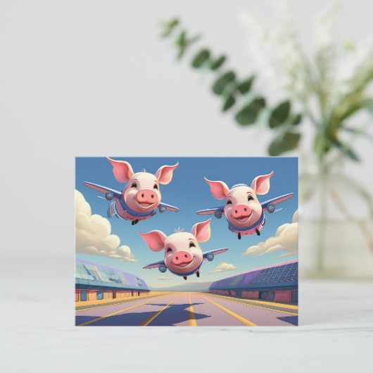 When Pigs Fly Funny Pigs Airport ポストカード (スタンド正面)