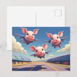When Pigs Fly Funny Pigs Airport ポストカード