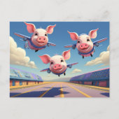 When Pigs Fly Funny Pigs Airport ポストカード (正面)
