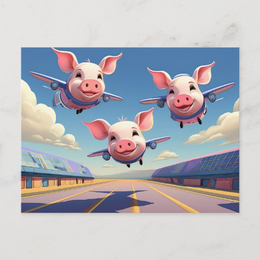 When Pigs Fly Funny Pigs Airport ポストカード (正面)